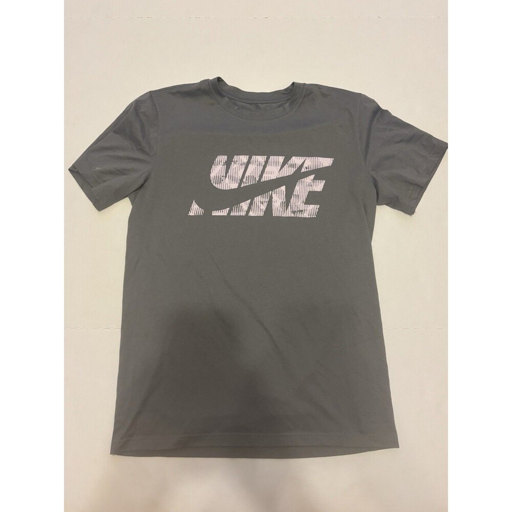 Nike Dri-FIT Men's S Gray Crew Neck Polyester Logo Graphic Print T-Shirt